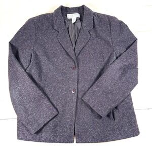 Norton McNaughton Dark Purple Wool Blend Blazer Wool Lined Womens‎ 16